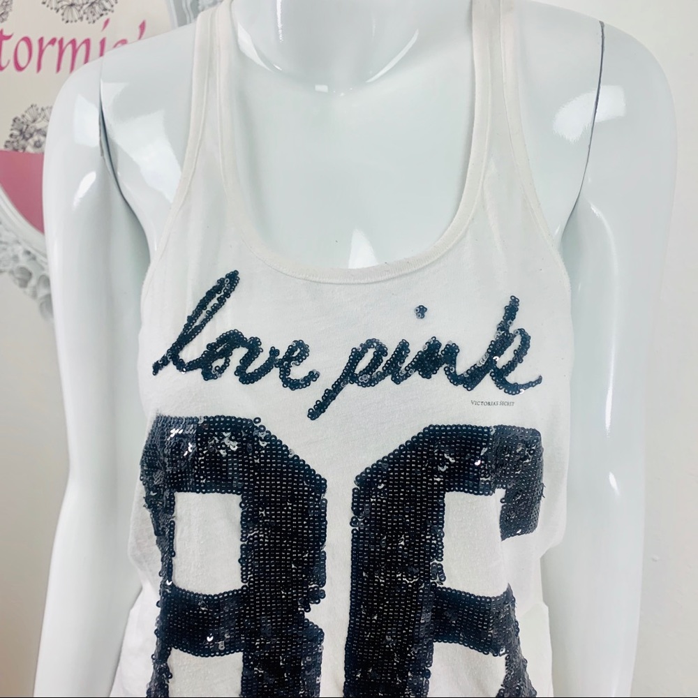 Victoria Secrets Pink White 86 Black Sequin - Picture 2 of 8